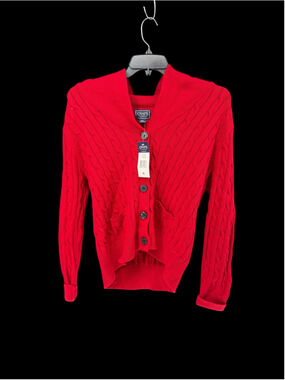 Women's Chaps Classics Red Cable Knit Cardigan Sweater Size XL